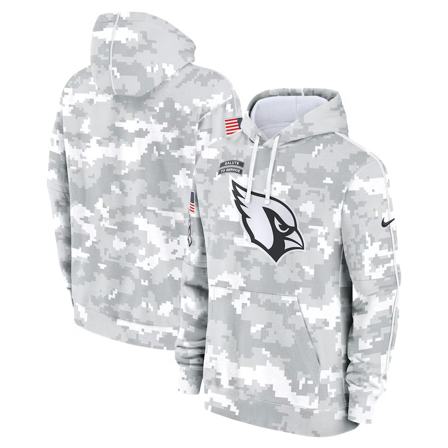 Men's Arizona Cardinals Arctic Camo 2024 Salute to Service Club Fleece Pullover Hoodie football jersey product view 1