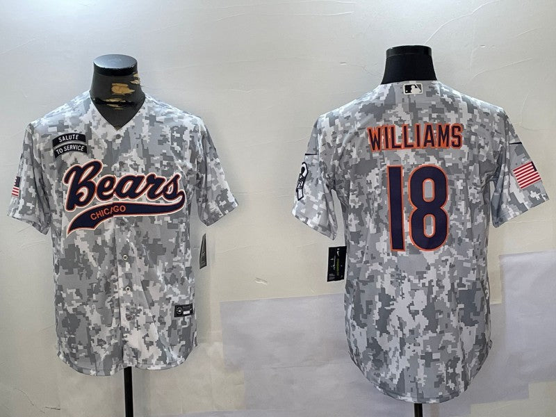 Men's Chicago Bears Caleb Williams #18 Arctic Camo 2024 Salute to Service Player Jersey1 football jersey product view 1