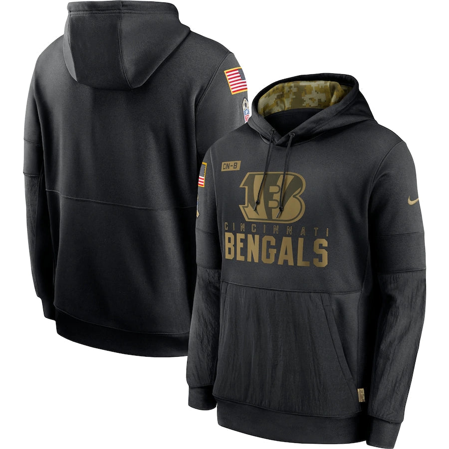 Men's Cincinnati Bengals NFL 2020 Salute to Service Hoodie2 Black football jersey product view 1