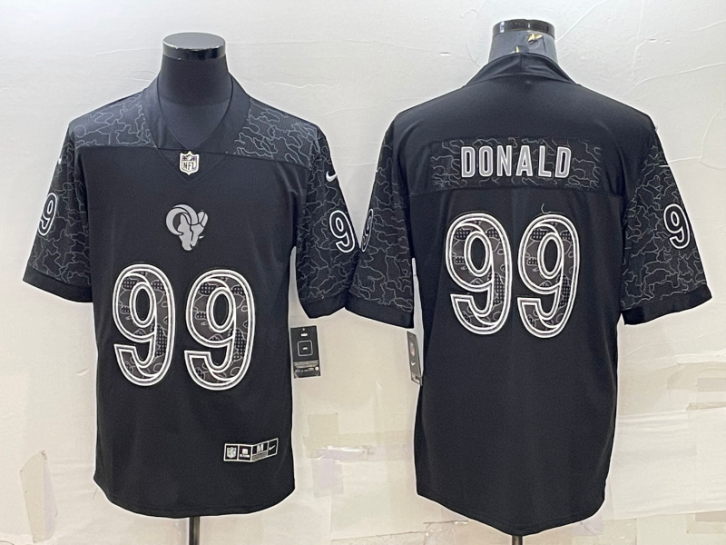 Men's Los Angeles Rams Aaron Donald Black RFLCTV Limited Jersey football jersey product view 1