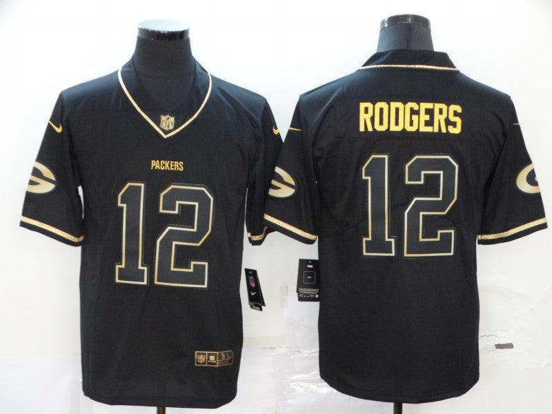 Men's Green Bay Packers #12 Aaron Rodgers Black Game Player Jersey1 football jersey product view 1