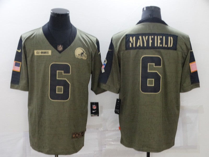 Men's Cleveland Browns Baker Mayfield Olive Game Player Jersey football jersey product view 1
