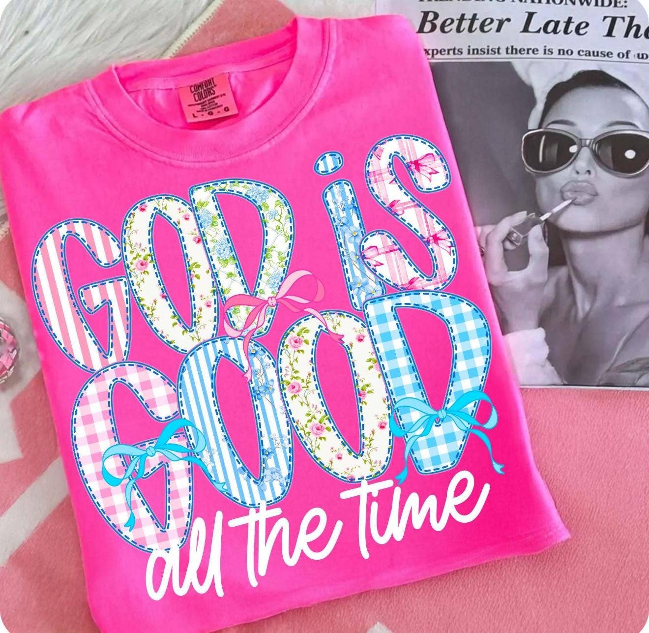 God Is Good All the Time Patchwork Graphic Tee Unisex T-shirt, Sweatshirt, Hoodie, Long Sleeve Tee - T-Shirt, Sweatshirt, Hoodie