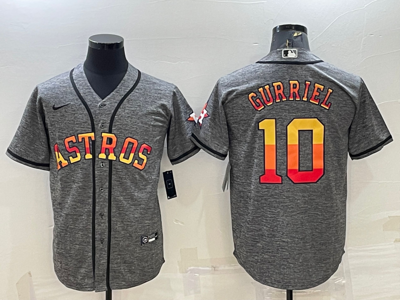 Men's Houston Astros Yuli Gurriel #10 Gray Replica Team Jersey1 baseball jersey product view 1