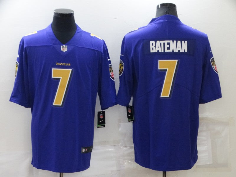 Men's Baltimore Ravens Rashod Bateman Purple Player Jersey football jersey product view 1