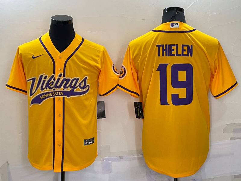 Men's Minnesota Vikings Adam Thielen #19 Yellow Game Jersey1 Joint Edition football jersey product view 1