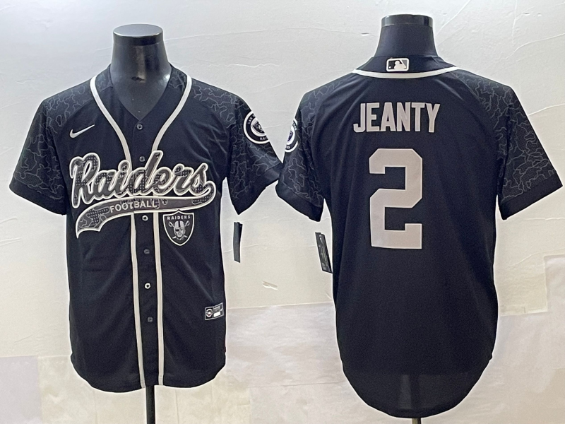 Men's Las Vegas Raiders Ashton Jeanty #2 Black RFLCTV Limited Jersey football jersey product view 1