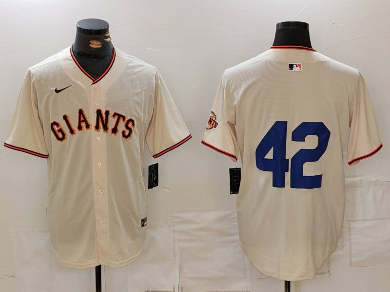 Men's San Francisco Giants #42 Cream 2024 Jackie Robinson Day Home Limited Jersey1 baseball jersey product view 1