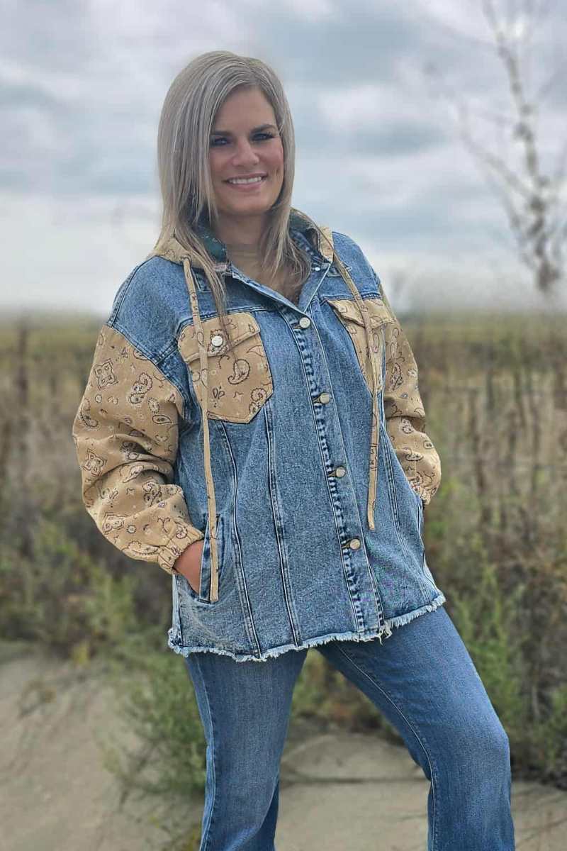 Bandana Country Denim Shacket Unisex T-shirt, Sweatshirt, Hoodie, Long Sleeve Tee - T-Shirt, Sweatshirt, Hoodie