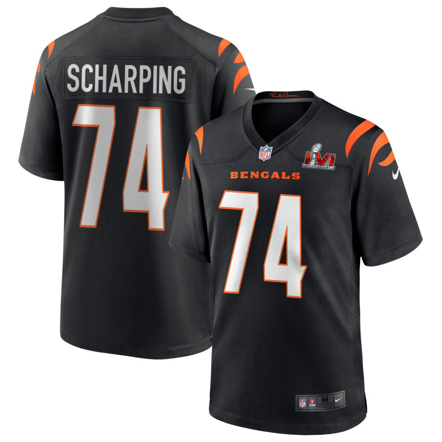 Max Scharping Cincinnati Bengals Super Bowl LVI Game Jersey - Black football jersey product view 1