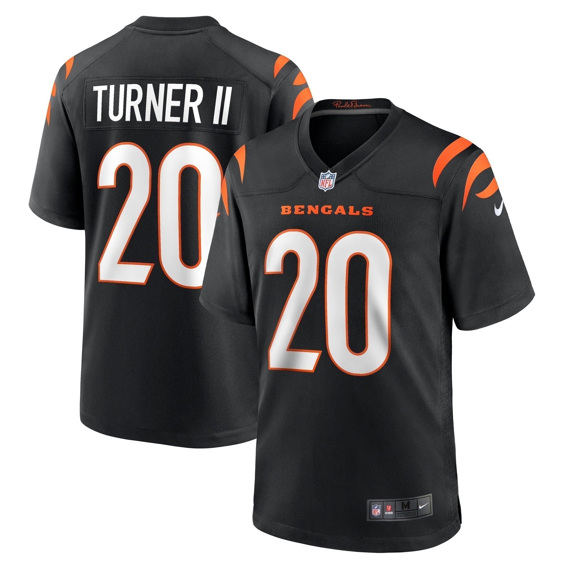 DJ Turner Cincinnati Bengals Team Game Jersey - Black football jersey product view 1