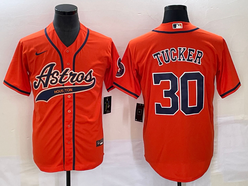 Men's Houston Astros Kyle Tucker #30 Orange Replica Jersey1 Joint Edition baseball jersey product view 1