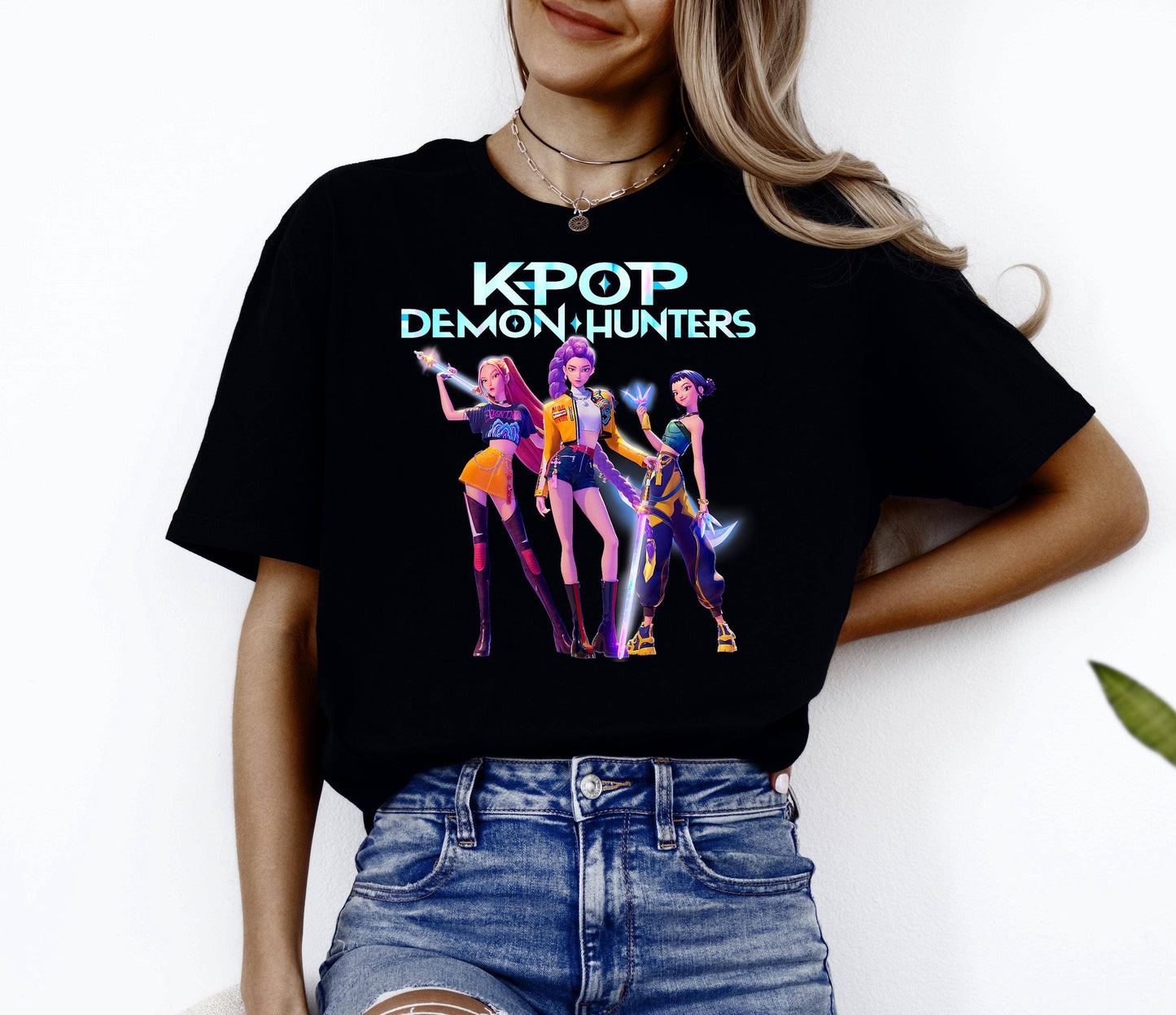 Kpop Demon Hunters Heroic Poses Group Shot Shirt Unisex T-shirt, Sweatshirt, Hoodie, Long Sleeve Tee - T-Shirt, Sweatshirt, Hoodie