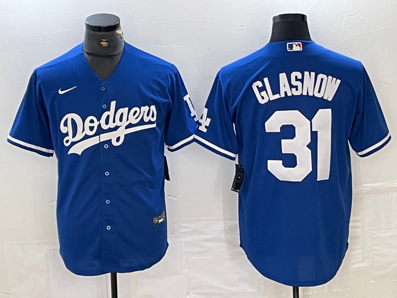 Men's Los Angeles Dodgers Tyler Glasnow Blue Replica Player Jersey baseball jersey product view 1