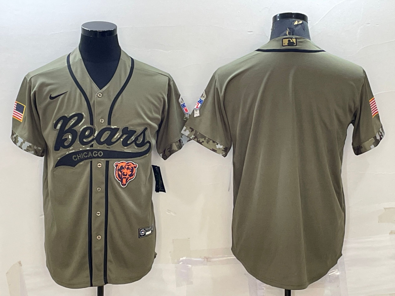 Men's Chicago Bears Olive 2022 Salute To Service Limited Blank Jersey football jersey product view 1