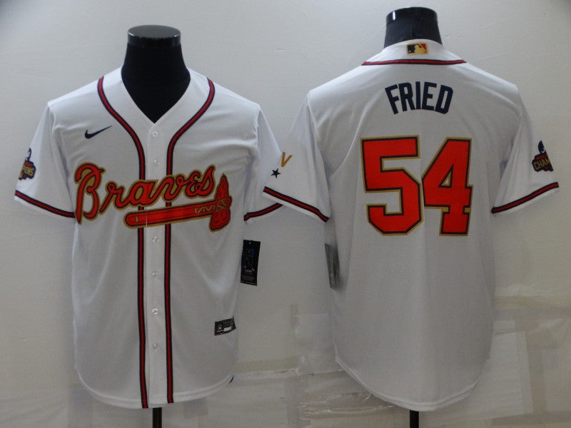 Men's Atlanta Braves Max Fried White Replica Game Jersey baseball jersey product view 1