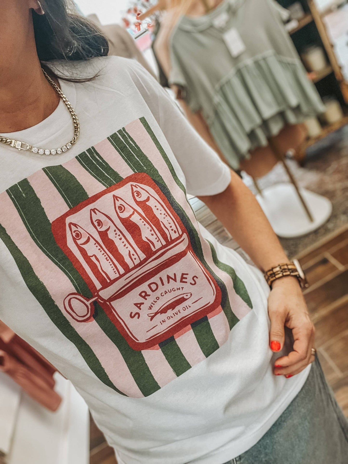 Stripe Sardines Graphic Tee | Summer Tee Unisex T-shirt, Sweatshirt, Hoodie, Long Sleeve Tee - T-Shirt, Sweatshirt, Hoodie