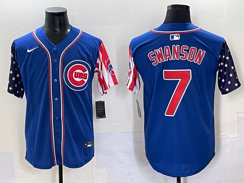 Men's Chicago Cubs Dansby Swanson Royal Game Player Jersey baseball jersey product view 1