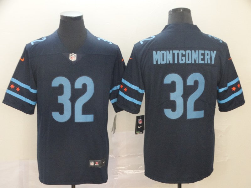 Men's Chicago Bears David Montgomery #32 Navy Game Jersey1 City Edition football jersey product view 1