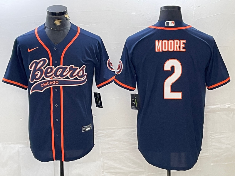 Men's Chicago Bears D.J. Moore #2 Navy Game Jersey1 football jersey product view 1
