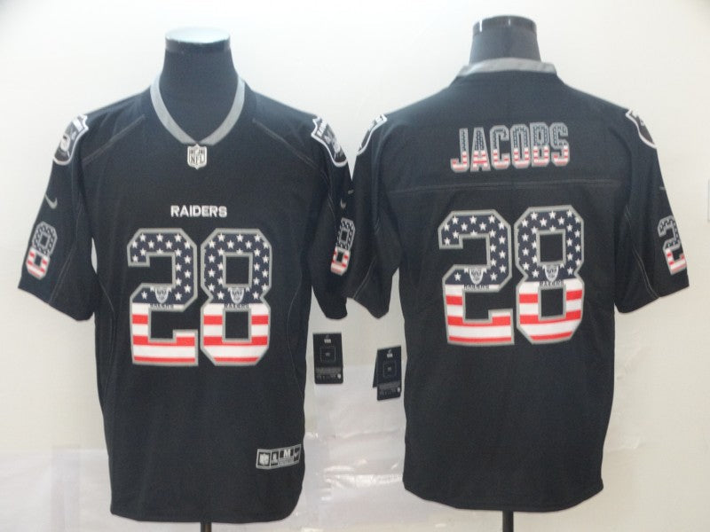 Men's Las Vegas Raiders Josh Jacobs #28 Black Authentic Game Jersey1 football jersey product view 1