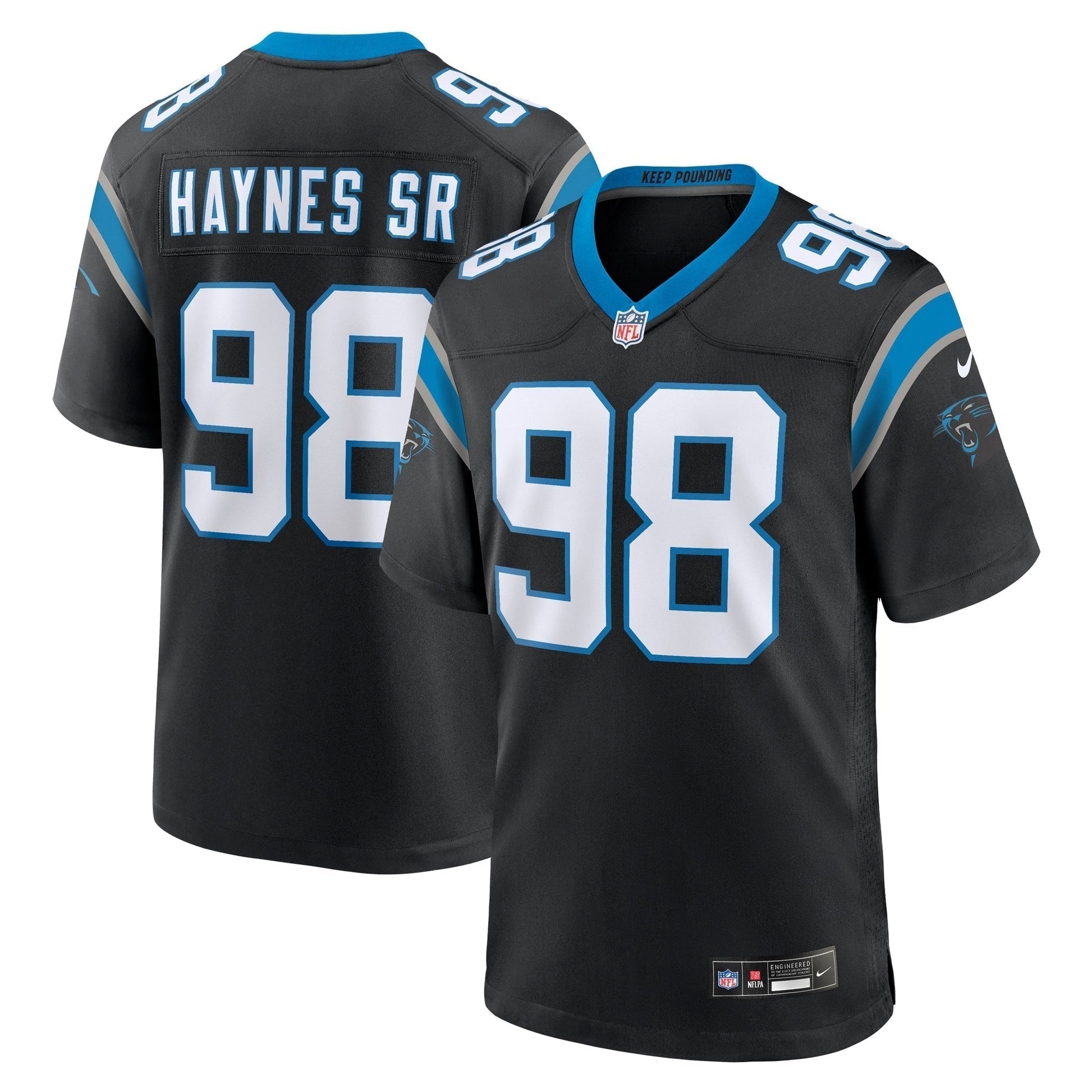 Marquis Haynes Sr. Carolina Panthers Team Game Jersey - Black football jersey product view 1