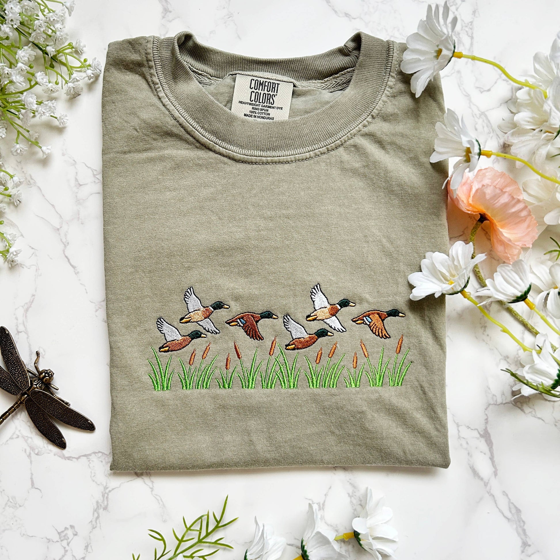Embroidered Mallard Duck Outdoorsy Nature Tshirt Unisex T-shirt, Sweatshirt, Hoodie, Long Sleeve Tee - T-Shirt, Sweatshirt, Hoodie
