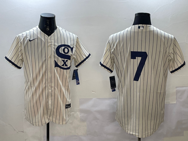 Men's Chicago White Sox Tim Anderson #7 Cream Replica Player Jersey baseball jersey product view 1
