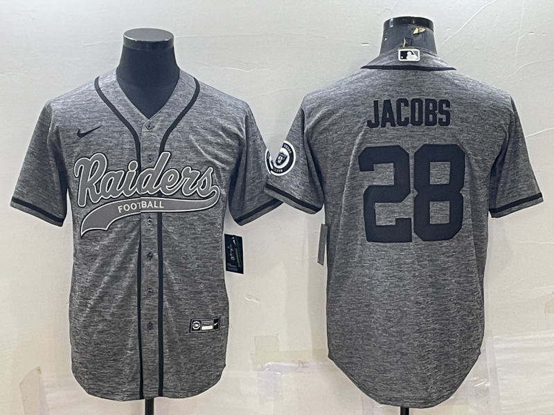 Men's Las Vegas Raiders Josh Jacobs Gray Player Jersey Joint Edition football jersey product view 1