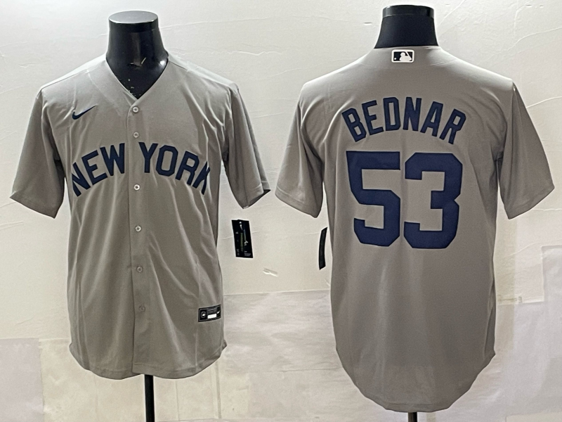 Men's New York Yankees David Bednar Grey Replica Player Jersey baseball jersey product view 1
