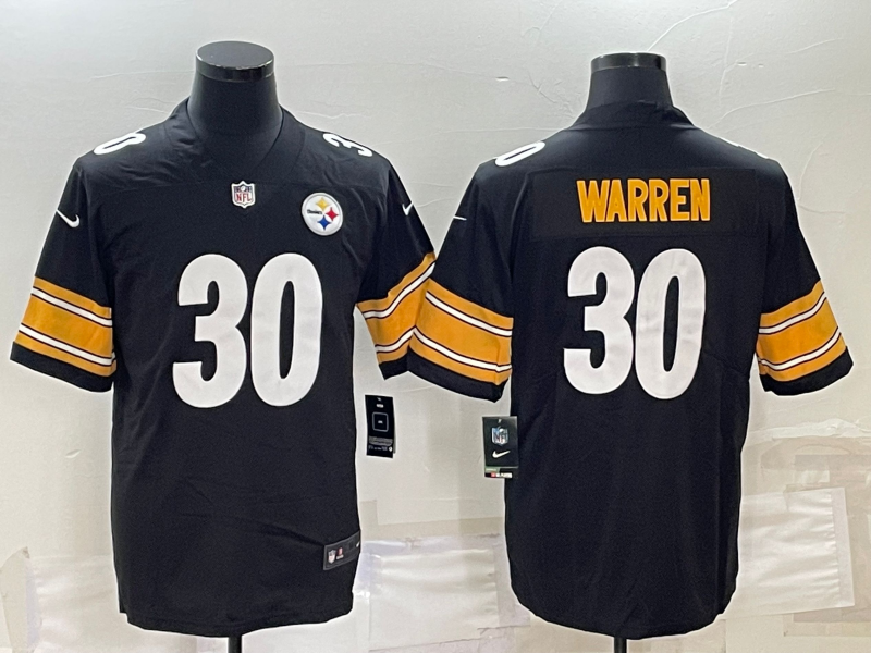 Men's Pittsburgh Steelers Jaylen Warren Black Game Jersey football jersey product view 1