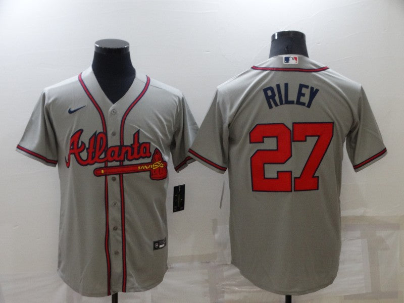 Men's Atlanta Braves Austin Riley #27 Gray Replica Player Jersey baseball jersey product view 1