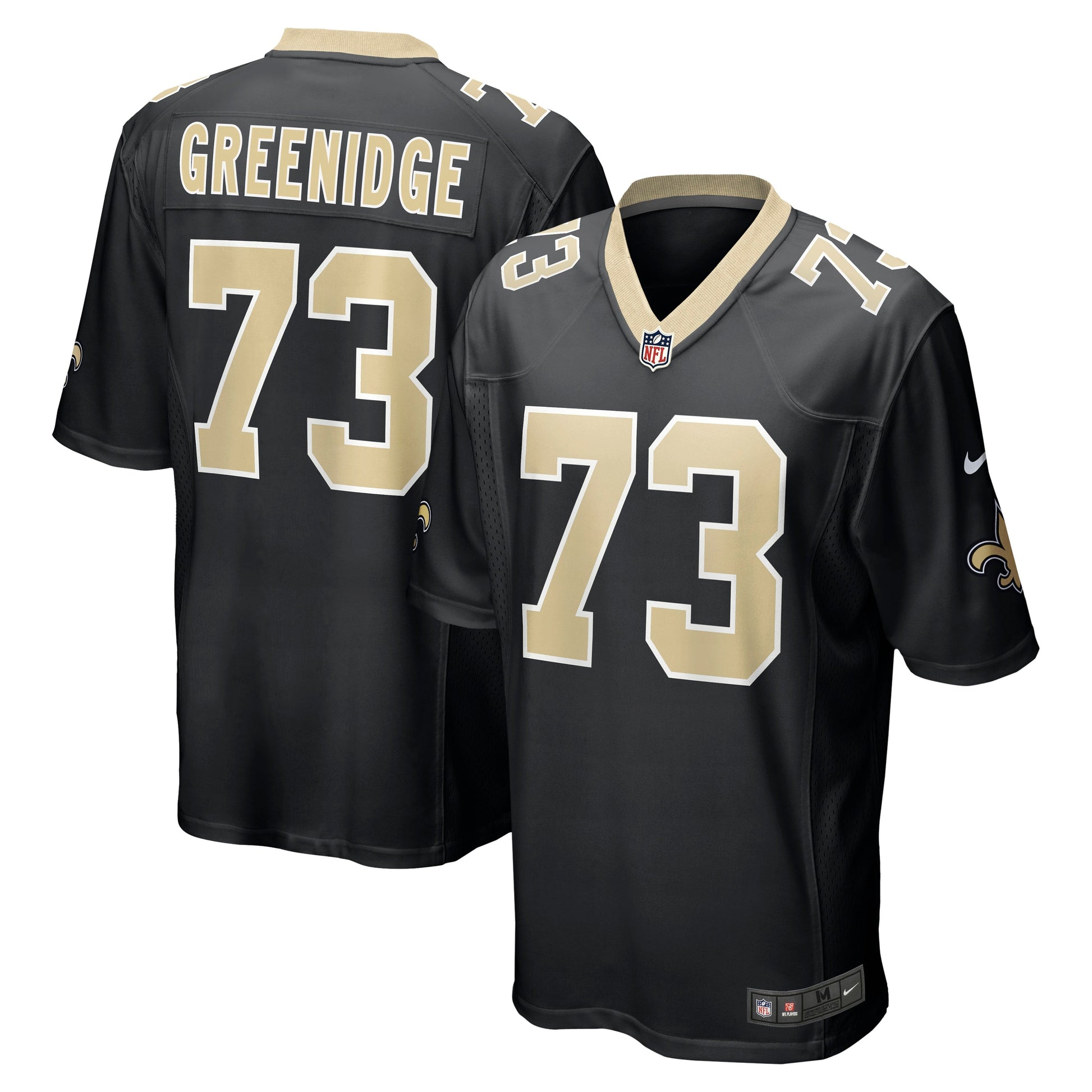 Ethan Greenidge New Orleans Saints Game Jersey - Black football jersey product view 1