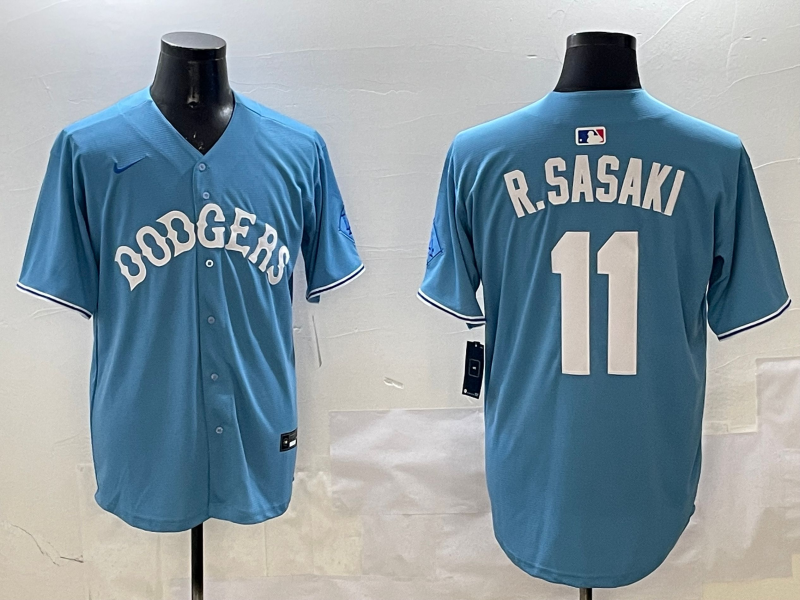 Men's Los Angeles Dodgers Roki Sasaki Light Blue Limited Player Jersey baseball jersey product view 1