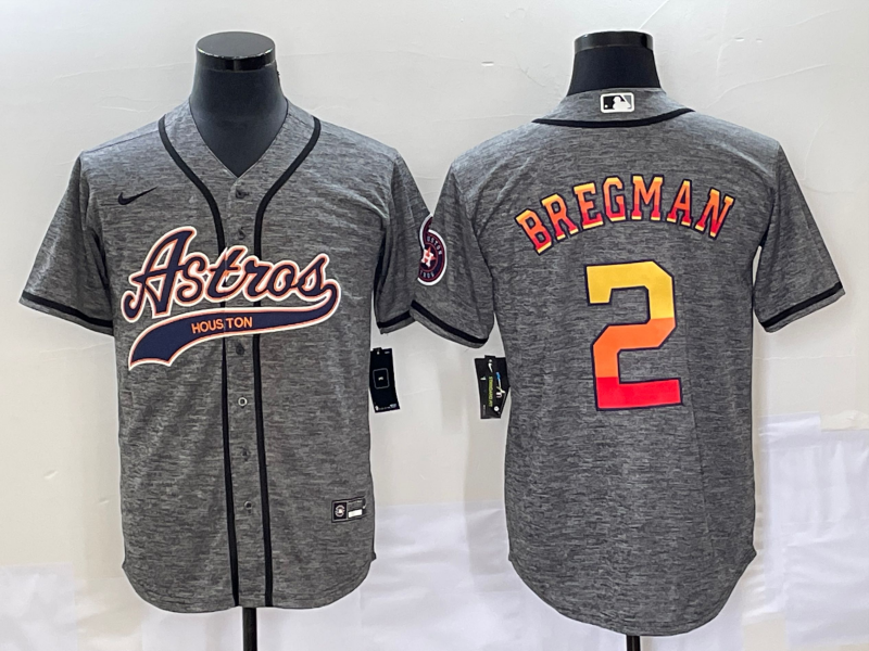 Men's Houston Astros Alex Bregman #2 Gray Replica Player Jersey1 Joint Edition baseball jersey product view 1