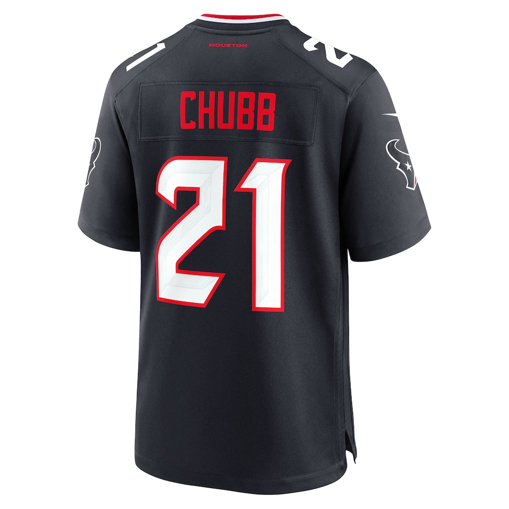 H.Texans #21 Nick Chubb Navy Team Game Jersey football jersey product view 1