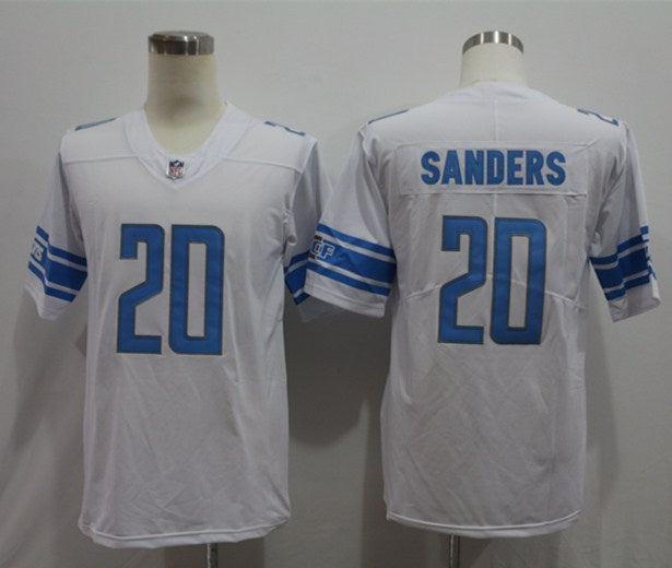 Men's Detroit Lions Barry Sanders #20 White Team Game Jersey1 football jersey product view 1