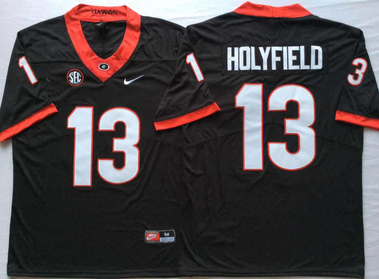 Men's Georgia Bulldogs Elijah Holyfield Black Player Game Jersey sports jersey product view 1