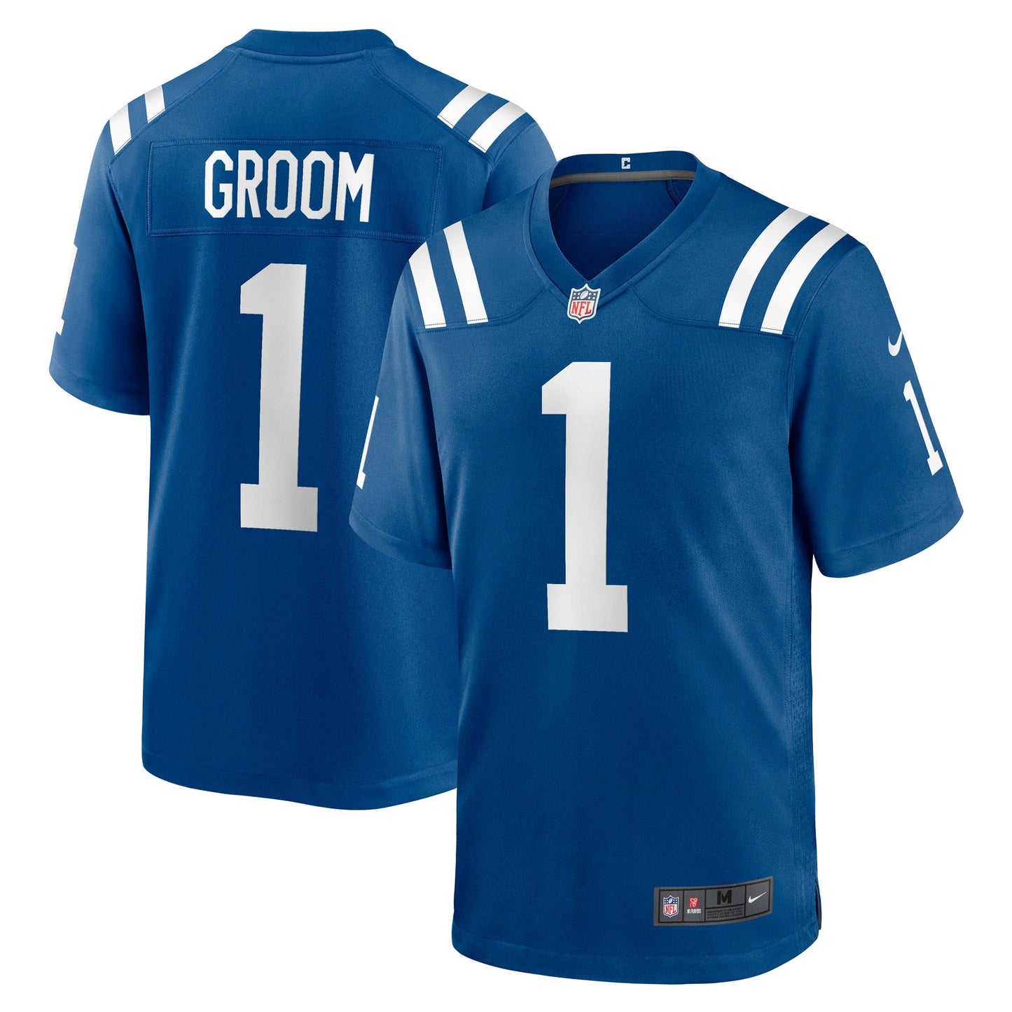 Number 1 Groom Indianapolis Colts Game Jersey - Royal football jersey product view 1
