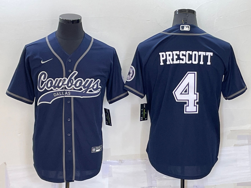 Men's Dallas Cowboys Dak Prescott #4 Navy Player Jersey1 Joint Edition football jersey product view 1