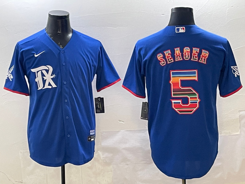 Men's Texas Rangers Corey Seager Royal Replica Player Jersey baseball jersey product view 1