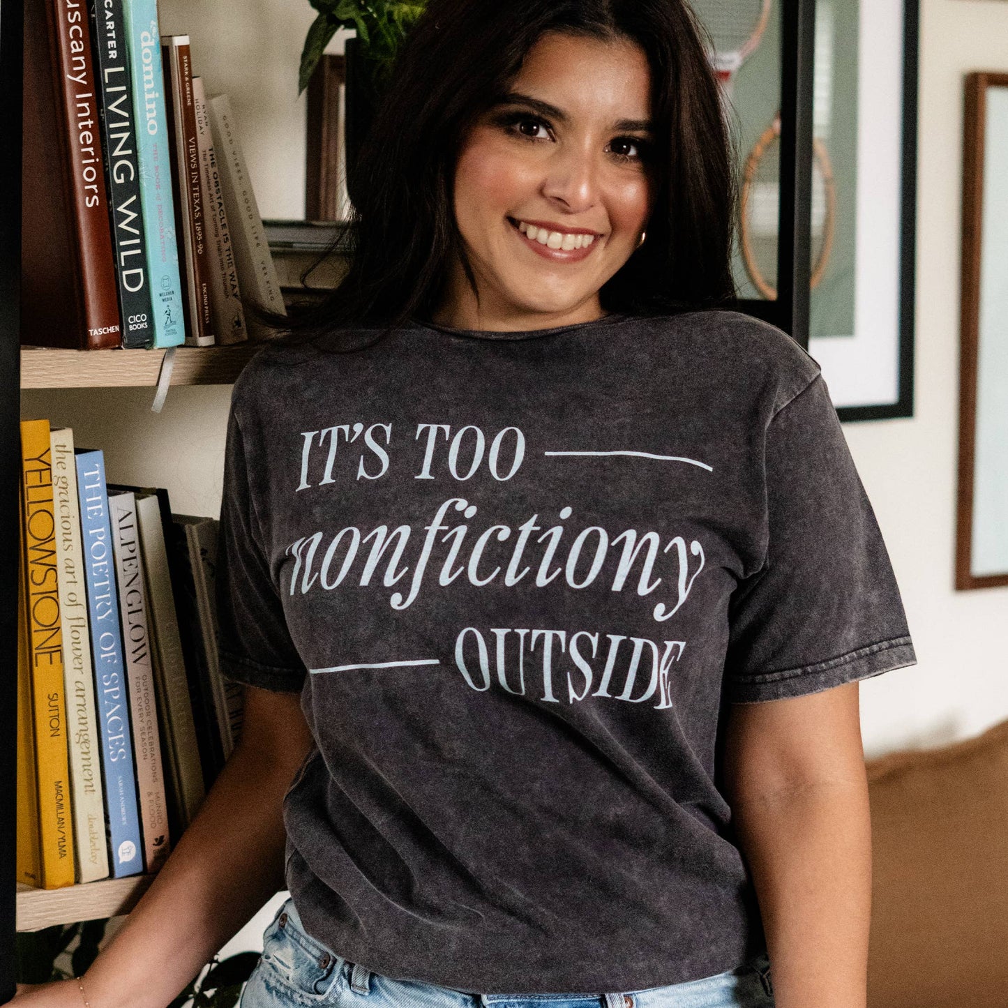 Its Too Nonfiction Outside Graphic Tee, Book Lover Shirt Unisex T-shirt, Sweatshirt, Hoodie, Long Sleeve Tee - T-Shirt, Sweatshirt, Hoodie