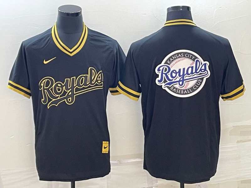 Men's Kansas City Royals Black Alternate Replica Team Logo Jersey baseball jersey product view 1