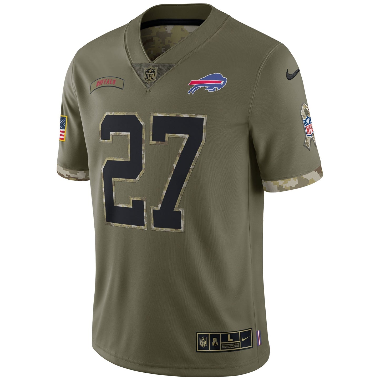 Tre'Davious White Buffalo Bills 2022 Salute To Service Limited Jersey - Olive football jersey product view 2