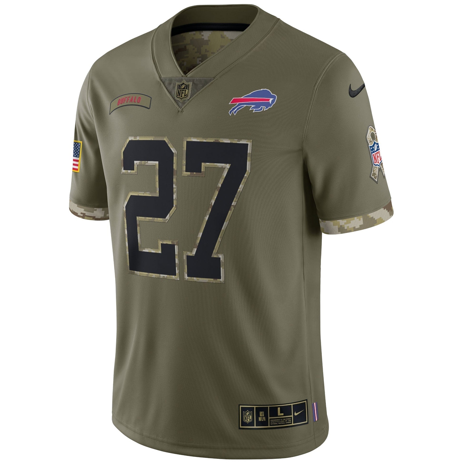 Tre'Davious White Buffalo Bills 2022 Salute To Service Limited Jersey - Olive football jersey product view 2