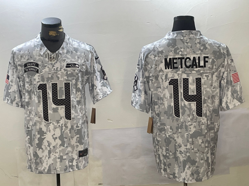 Men's Seattle Seahawks DK Metcalf Arctic Camo 2024 Salute to Service Limited Jersey football jersey product view 1