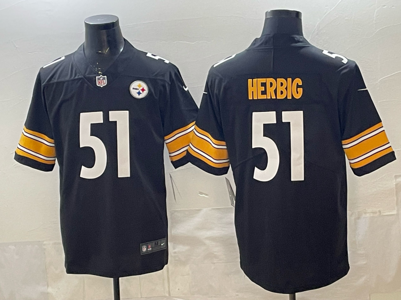 Men's Pittsburgh Steelers Nick Herbig Black Game Jersey football jersey product view 1