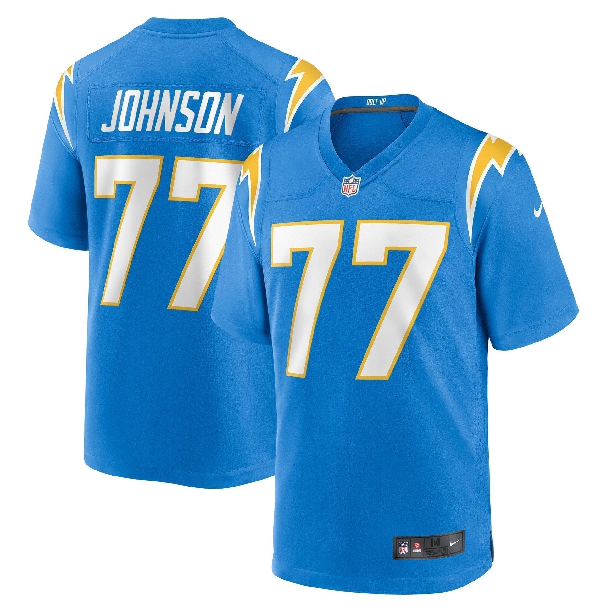 Zion Johnson Los Angeles Chargers Game Jersey - Powder Blue football jersey product view 1