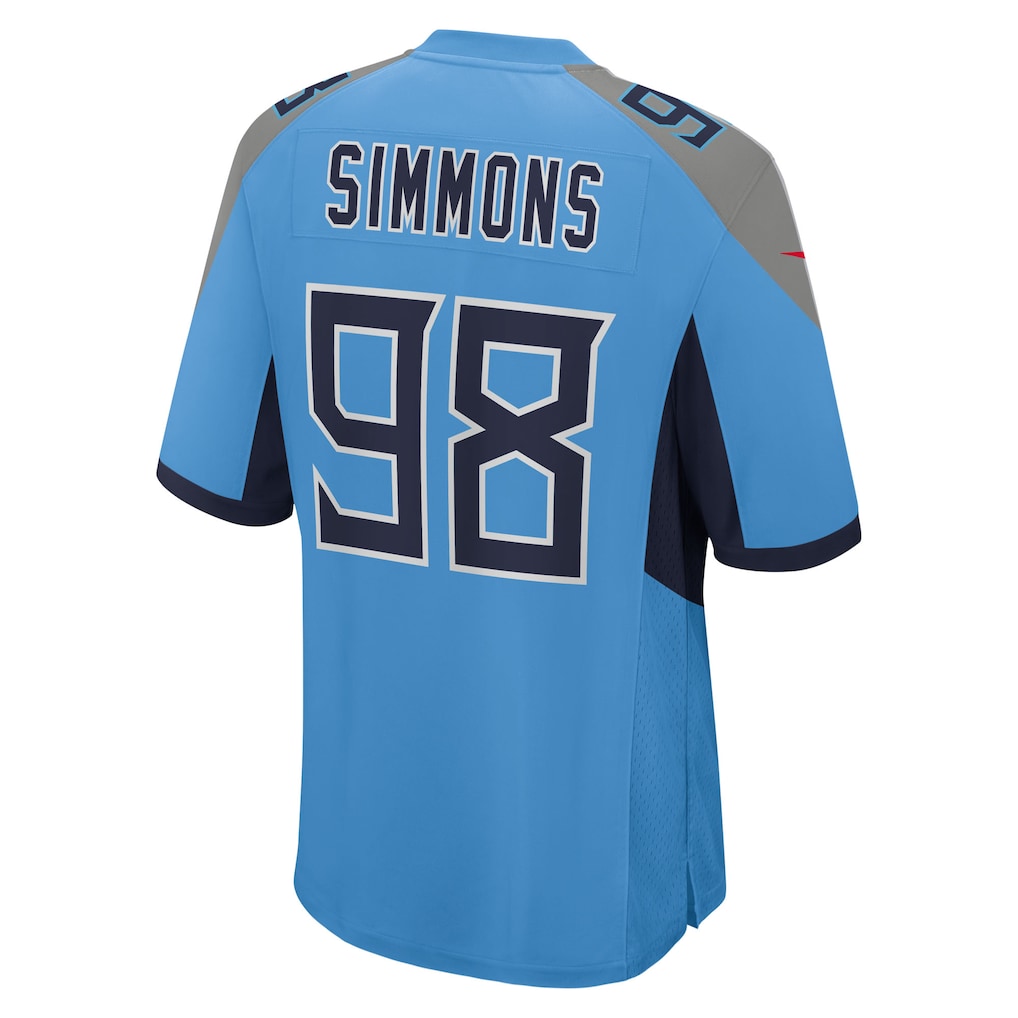 T.Titans #98 Jeffery Simmons Light Blue Team Game Jersey football jersey product view 1