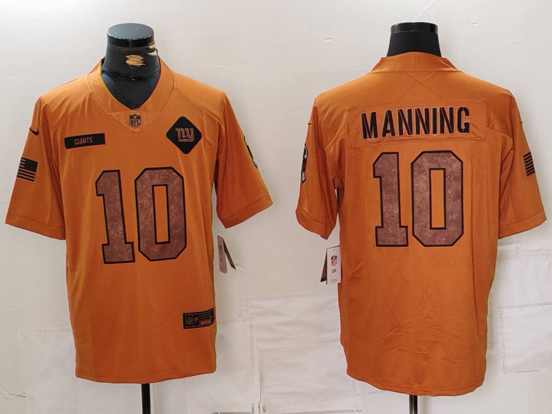 Men's New York Giants Eli Manning Brown 2023 Salute To Service Limited Jersey football jersey product view 1